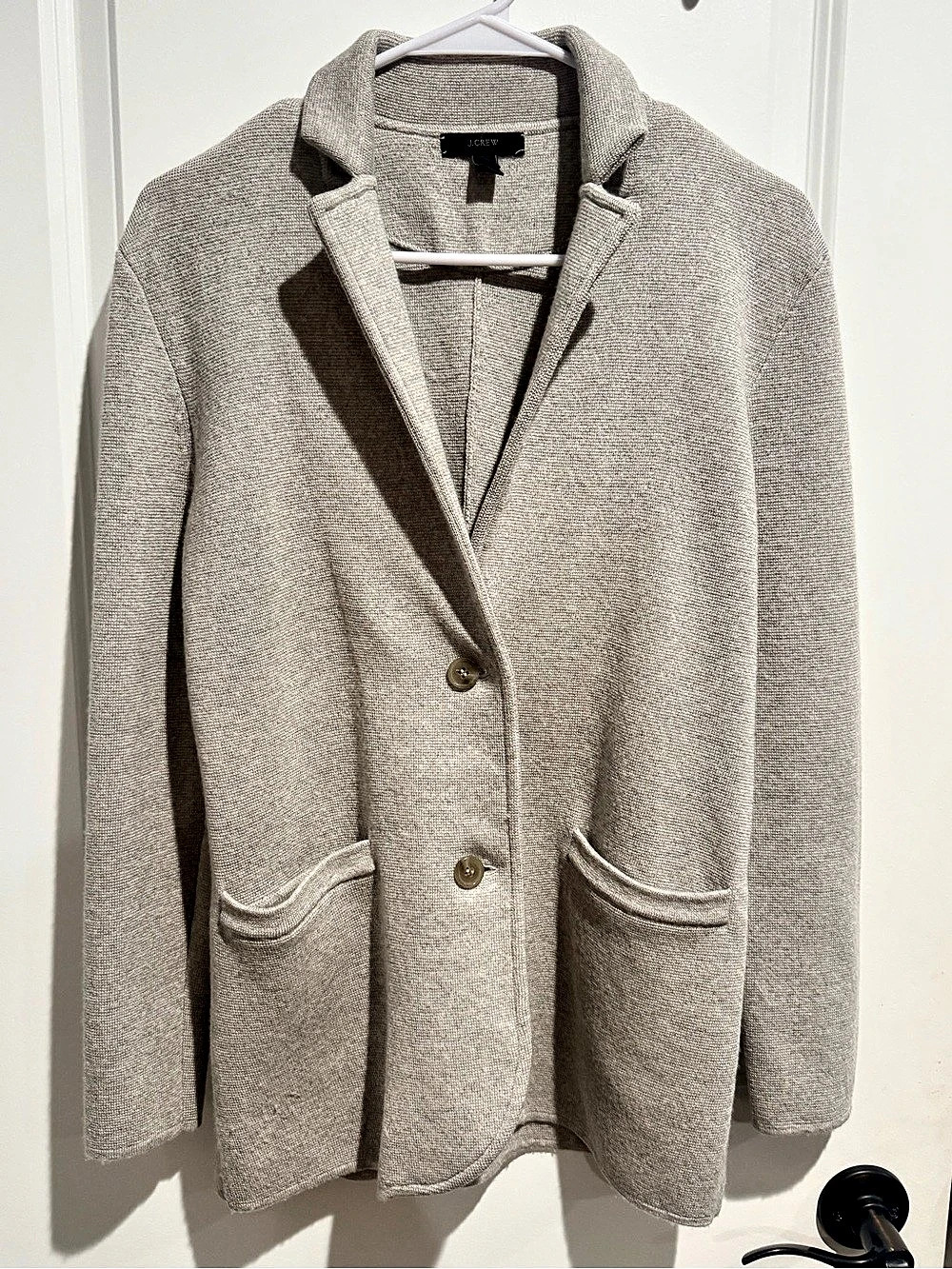 J.Crew 100% Merino Wool Knit Sweater Blazer Jacket Grey XS